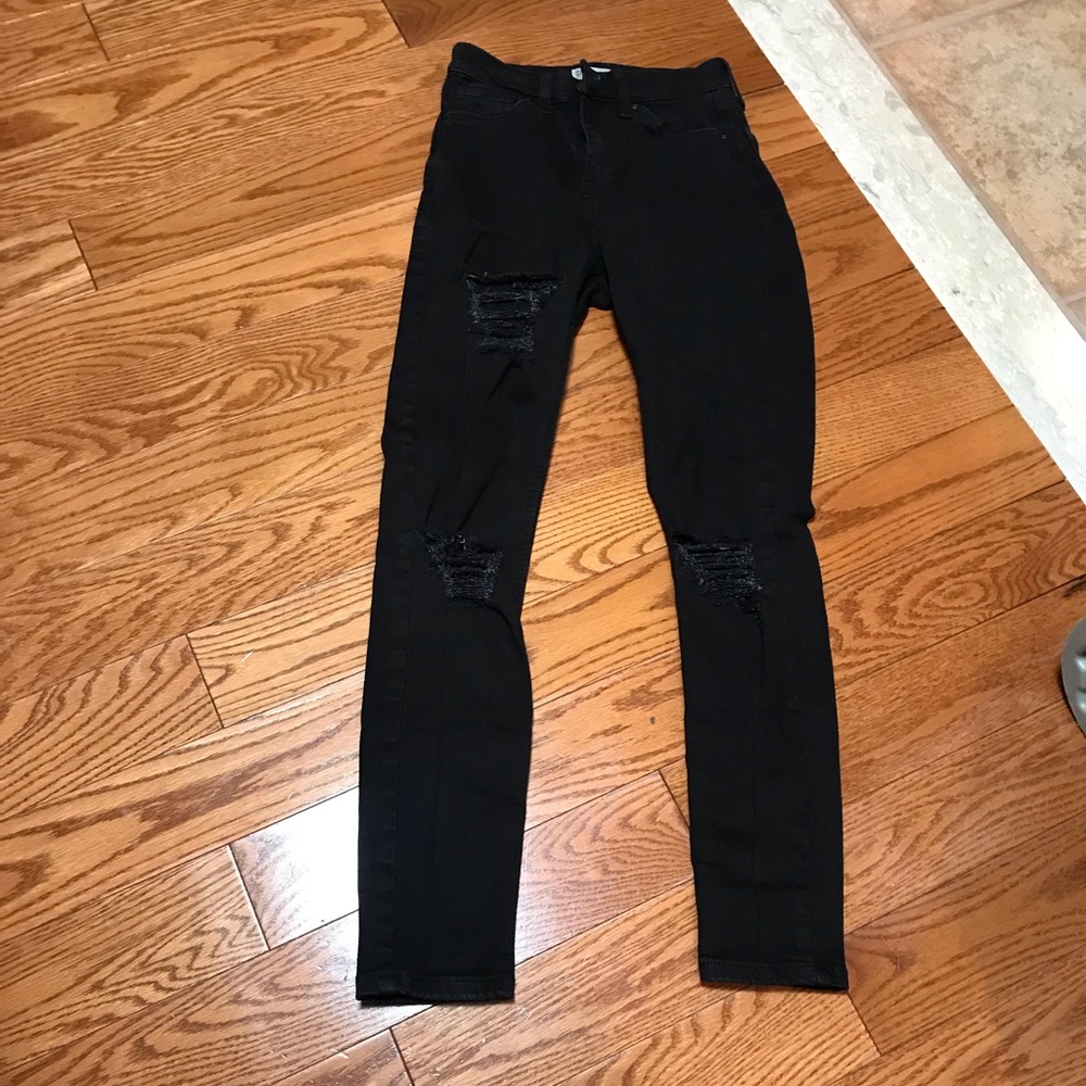 Top shop Moto Jamie Black Jeans ripped  SZ 25W 30L